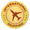 The international shipping logo on a yellow background.
