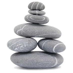 A stack of stones on a white background.